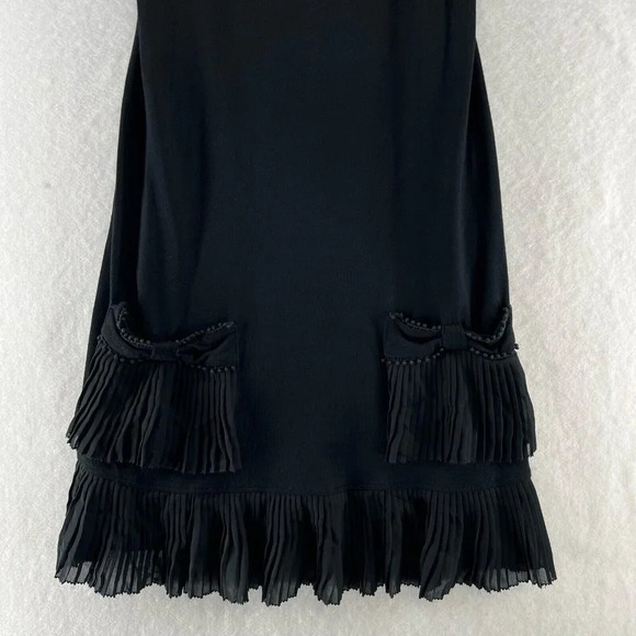 Juicy Couture Dress Size P Flapper Bow Pleated Hem Sleeveless Modal Black - Picture 4 of 10